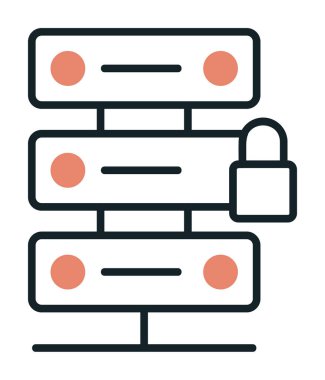 Sunucu vektör simgesini basit illüstrasyonla kilitle