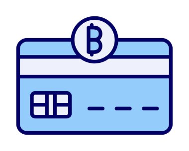Bitcoin cüzdan simgesi, bitcoin simgesi olan kredi kartı, vektör illüstrasyonu 