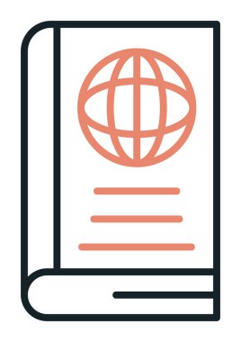 Basit Dünya Kitabı simgesi, vektör illüstrasyonu