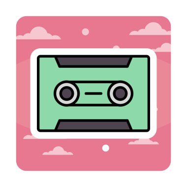 Kaset. Web simgesi basit illüstrasyon                               