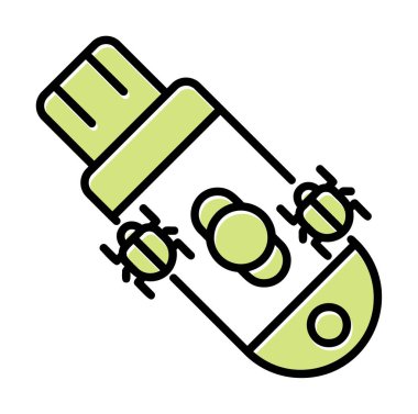 Pendrive Virüs ikon vektör görüntüsü. Web uygulamaları, mobil uygulamalar ve yazdırma ortamları için kullanılabilir.