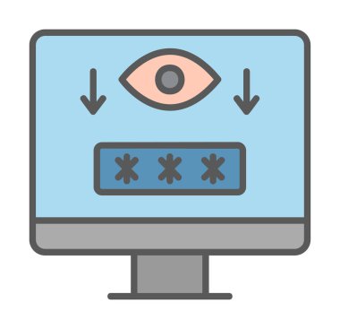 Basit Bilgisayar Casus Yazılımı simgesi, vektör illüstrasyonu