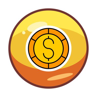 Dolar madeni para simgesi, vektör çizimi 