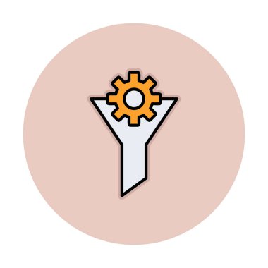 Vites simgesiyle filtre hunisi, vektör illüstrasyonu