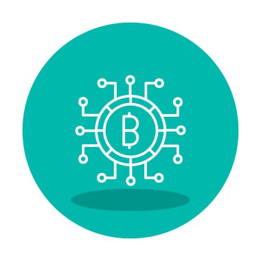 Bitcoin işareti, vektör illüstrasyonlu dijital para simgesi 