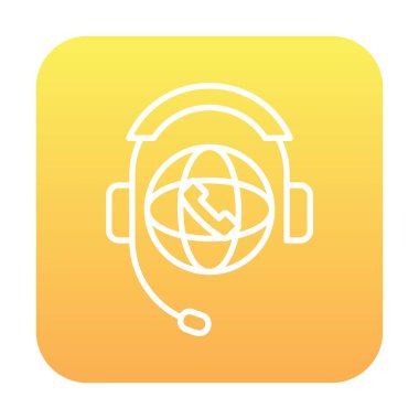 Basit Dünya Çağrı Merkezi Desteği simgesi, vektör illüstrasyonu