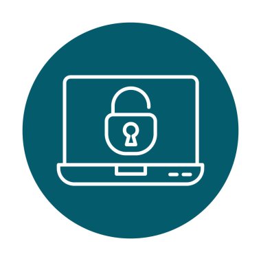 dizüstü bilgisayar Aygıtı Kilitli simge vektör çizimi