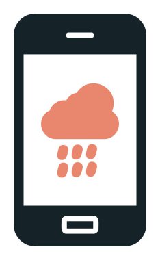Akıllı telefon web simgesi üzerindeki hava durumu uygulaması, vektör illüstrasyonu 