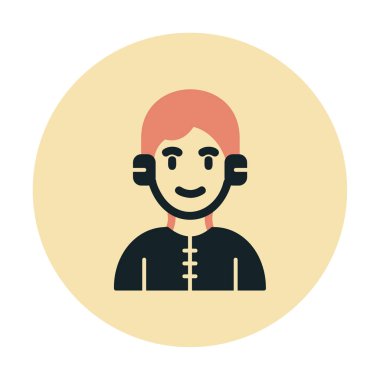 DJ avatar web simgesi, vektör illüstrasyonu 