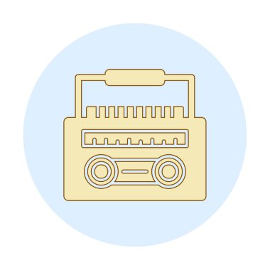 Eski Radyo Cassette simge vektör çizimi tasarımı