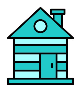 ahşap ev simgesi, vektör illüstrasyonu