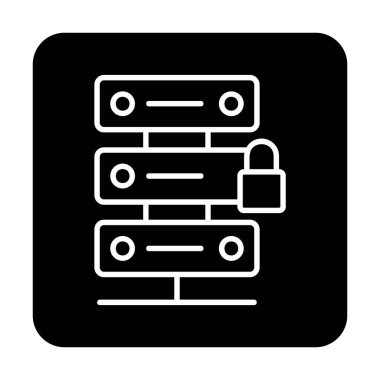 Sunucu vektör simgesini basit illüstrasyonla kilitle