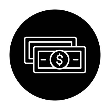 Dolar para çizgisi simgesi, vektör illüstrasyonu