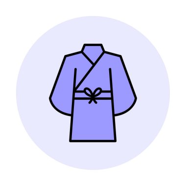 Yukata simgesi, doğrusal izole edilmiş illüstrasyon, ince çizgi vektörü, web tasarım işareti 