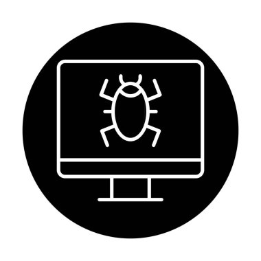 Basit Bilgisayar Virüsü simgesi, vektör illüstrasyonu