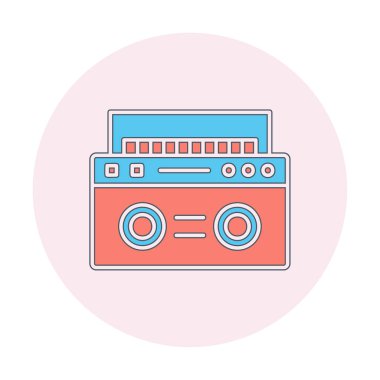  Boombox düz simgesi, vektör çizimi