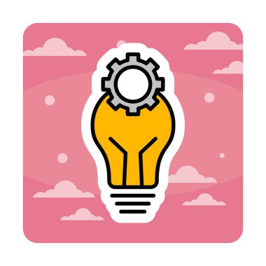 Cogwheel simgesi, vektör illüstrasyonlu ampul 