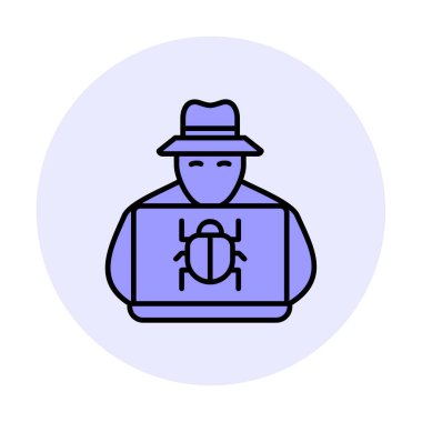 Basit Bilgisayar Hacker simgesi, vektör illüstrasyonu