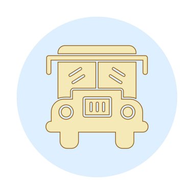 Okul otobüsü. Web simgesi basit illüstrasyon