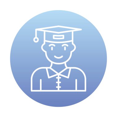 Mezuniyet başlığı simgesi vektör illüstrasyonu öğrencisi