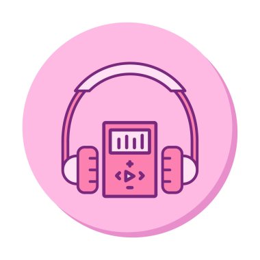 Düz kulaklık simgesi, web afişi, web ve mobil, bilgi grafikleri için vektör illüstrasyon kavramı.