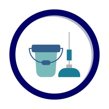 kova ve paspas simgesi, vektör illüstrasyonu  