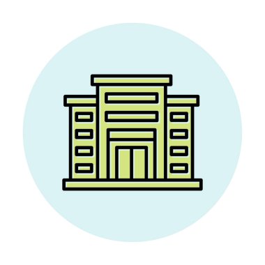 Alışveriş merkezi simgesi. Alışveriş merkezi oluşturma simgesi, vektör illüstrasyonu 