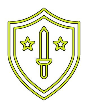 Kılıç vektör ağ simgesine sahip Askeri Kalkan, vektör illüstrasyonu 