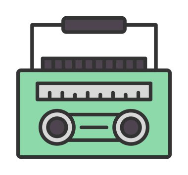 Eski Radyo Cassette simge vektör çizimi tasarımı