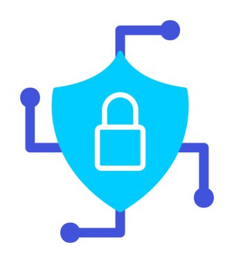 Asma kilit simgesi, vektör illüstrasyonlu güvenli kalkan