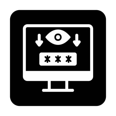 Basit Bilgisayar Casus Yazılımı simgesi, vektör illüstrasyonu