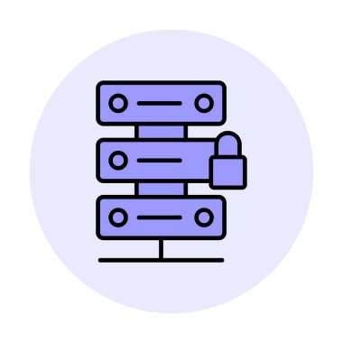 Sunucu vektör simgesini basit illüstrasyonla kilitle