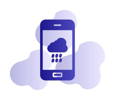 Akıllı telefon web simgesi üzerindeki hava durumu uygulaması, vektör illüstrasyonu 