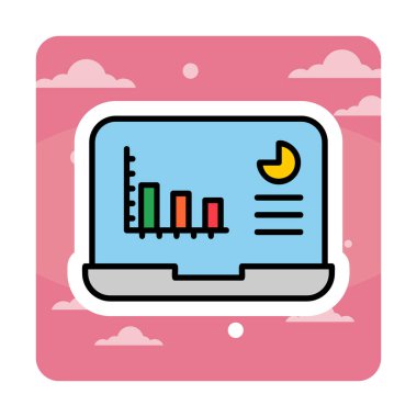 Dizüstü bilgisayar simgesindeki Analizlerin vektör çizimi