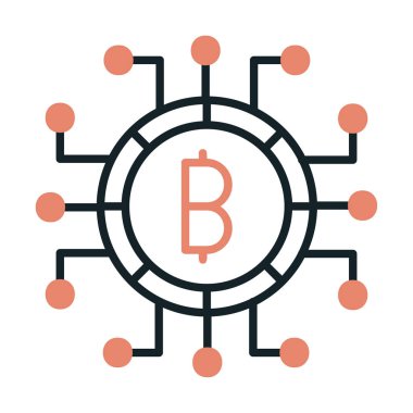 Bitcoin işareti, vektör illüstrasyonlu dijital para simgesi 