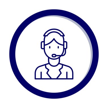 Basit Müşteri Hizmeti Temsilcisi simgesi, vektör illüstrasyonu