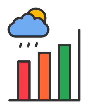 Basit yağmur bulutu ve Grafik simgesi, vektör illüstrasyonu