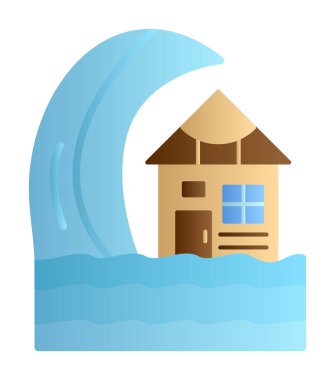 Basit tsunami simgesi, vektör illüstrasyonu