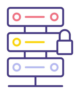 Sunucu vektör simgesini basit illüstrasyonla kilitle