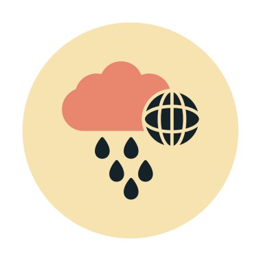 Dünya yağmurlu bir gün. Web simgesi basit tasarım