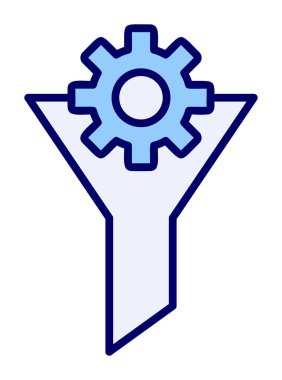 Vites simgesiyle filtre hunisi, vektör illüstrasyonu