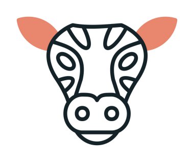 İnek başı simgesi vektörü beyaz arkaplanda izole edildi