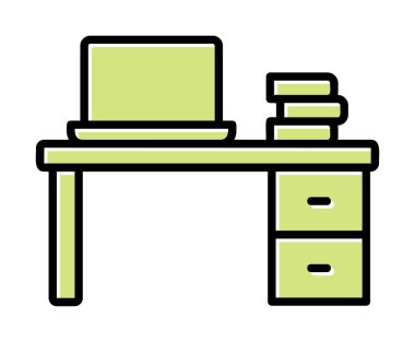 Ofis masa simgesinin vektör illüstrasyonu 