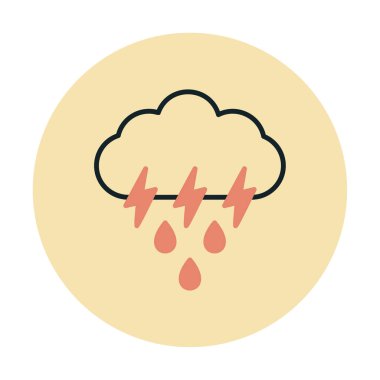 Gök gürültülü yağmurlu bulut sembolü, hava durumu ikonu, vektör illüstrasyonu 