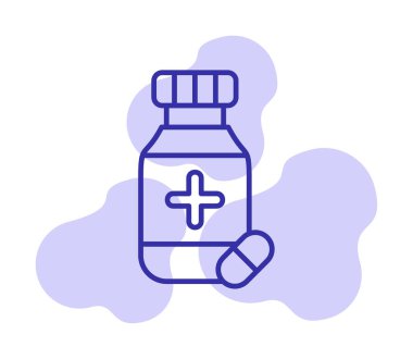 İlaç ikonlu ilaç şişesinin vektör çizimi