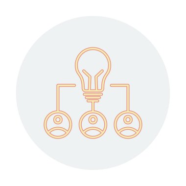 Takım Fikri, ampul ve iş dünyası ikonu, vektör illüstrasyonu