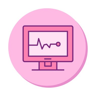 Basit kardiyogram simgesi, vektör illüstrasyonu 