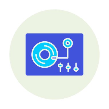 Basit vinil oynatıcı Turntable simgesi, vektör illüstrasyonu