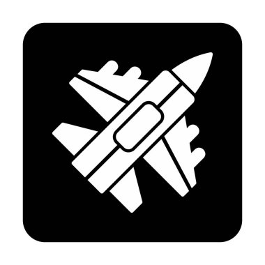 Jet Fighter ikonu. Askeri uçak uçuşu. vektör illüstrasyonu