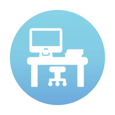 ofis masası simgesi, basit vektör illüstrasyonu